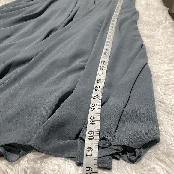 NEW MGNY by Mori Lee Embellished Bodice Cap Sleeve Maxi Dress Gown in Steel Gray - Picture 7 of 13